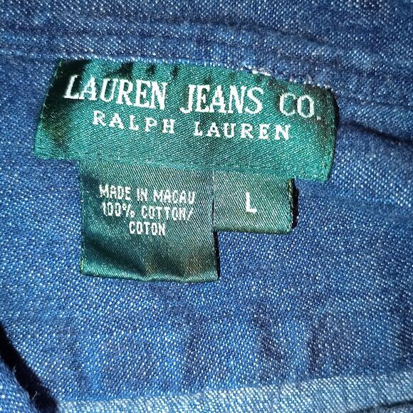 Lauren Jeans Co Ralph Lauren Women's Denim Button Front L Dark Wash 100% Cotton - Picture 3 of 9